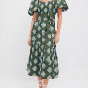 Olive and Aqua Diamond Clary Dress  NO BELT